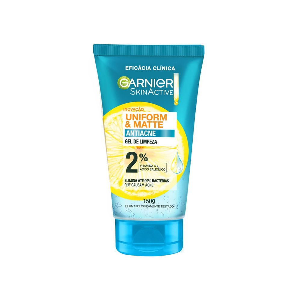 Gel de Limpeza Antiacne Garnier Uniform & Matte, 150g