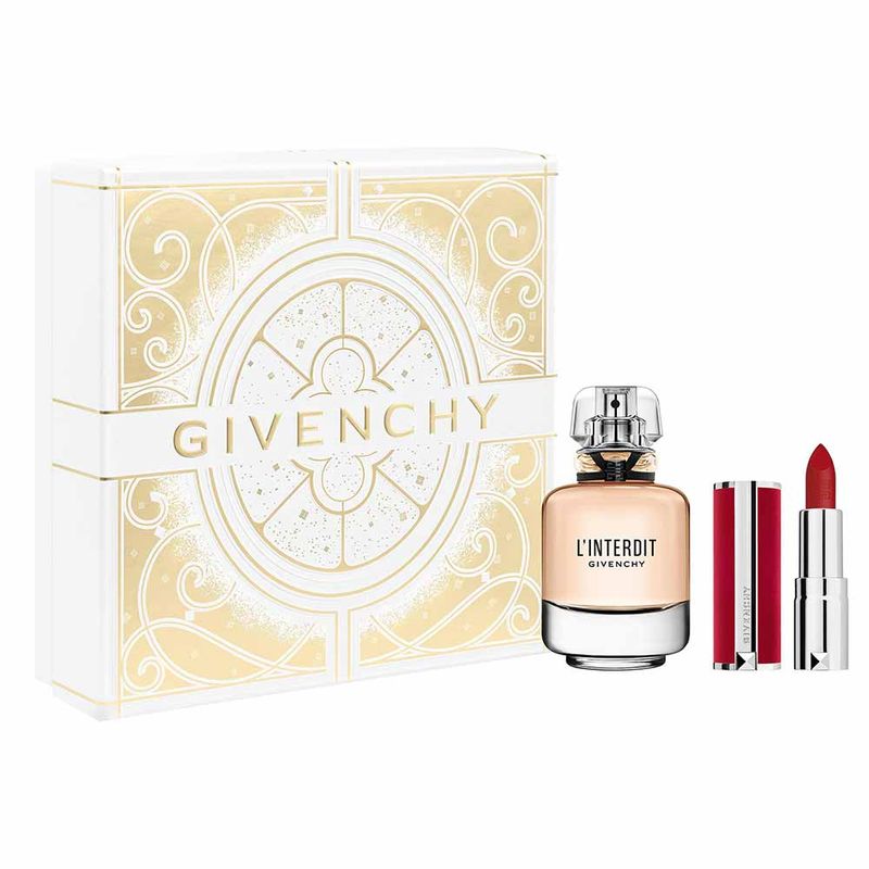 Coffret Givenchy l'interdit Kit - Perfume EDP + Batom Deep Velvet