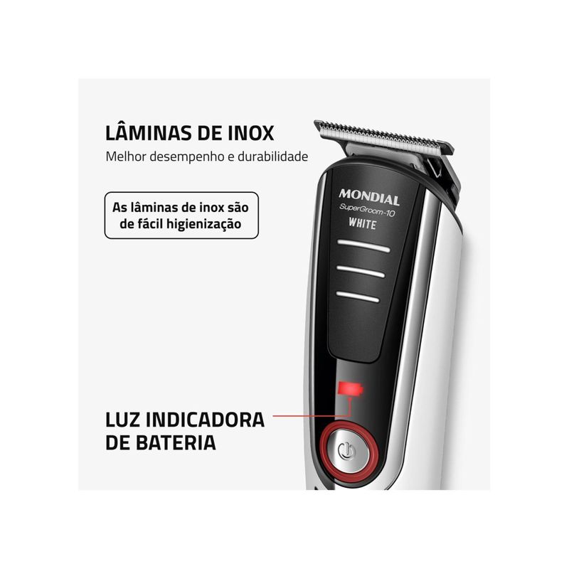 Aparador de Pelos Mondial Super Groom 10 BG-08 com Acessórios