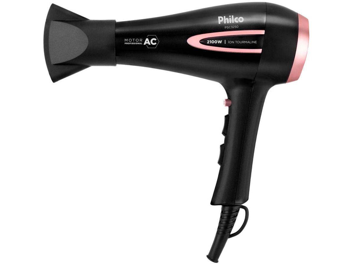 Secador de Cabelo Philco Tourmaline Íon Preto 2100W 2 Velocidades PSA3250