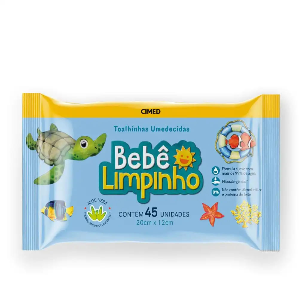 Lenço Umedecido Bebe Limpinho  Cimed 45 Unidades