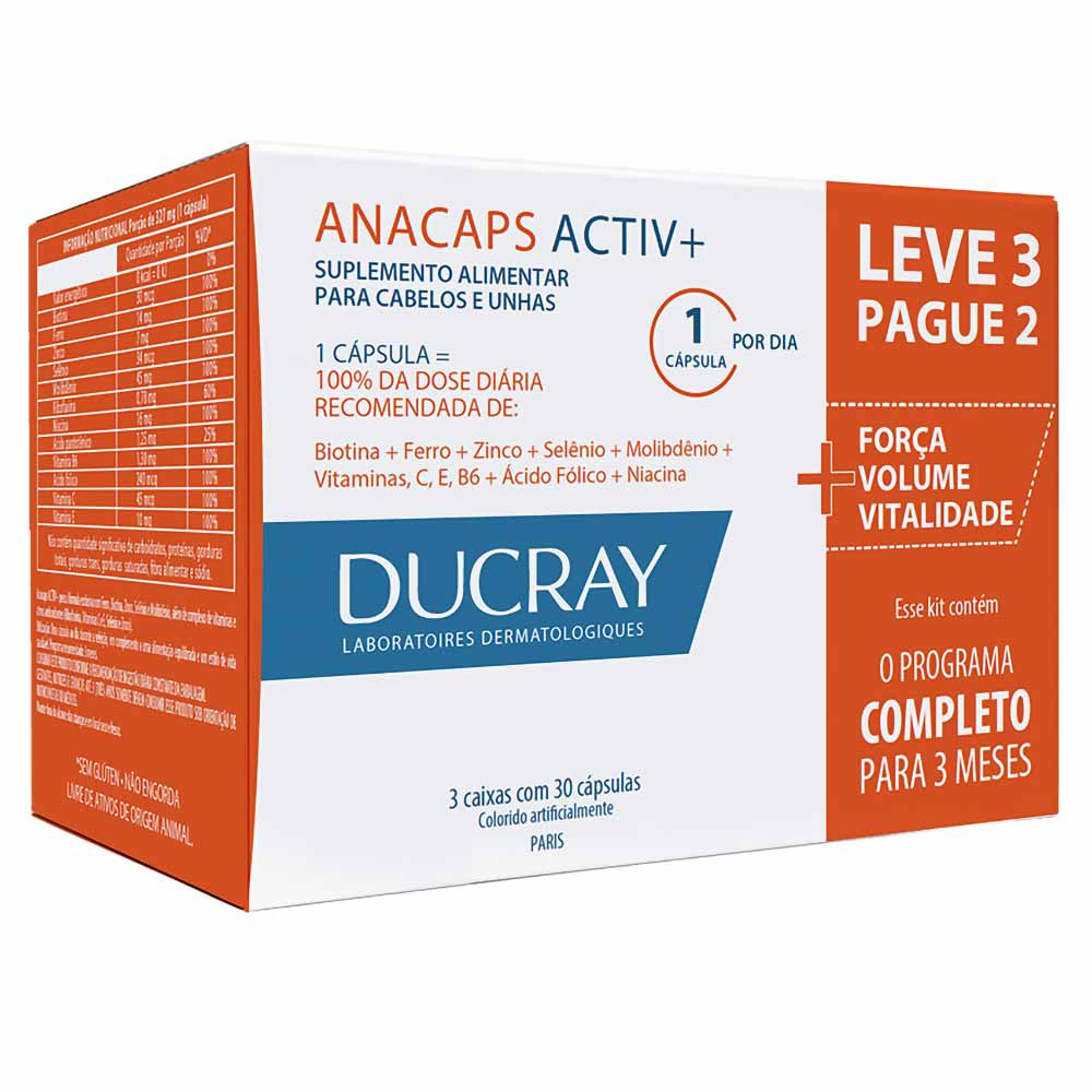 Suplemento Antiqueda Capilar Ducray Kit Anacaps Activ+