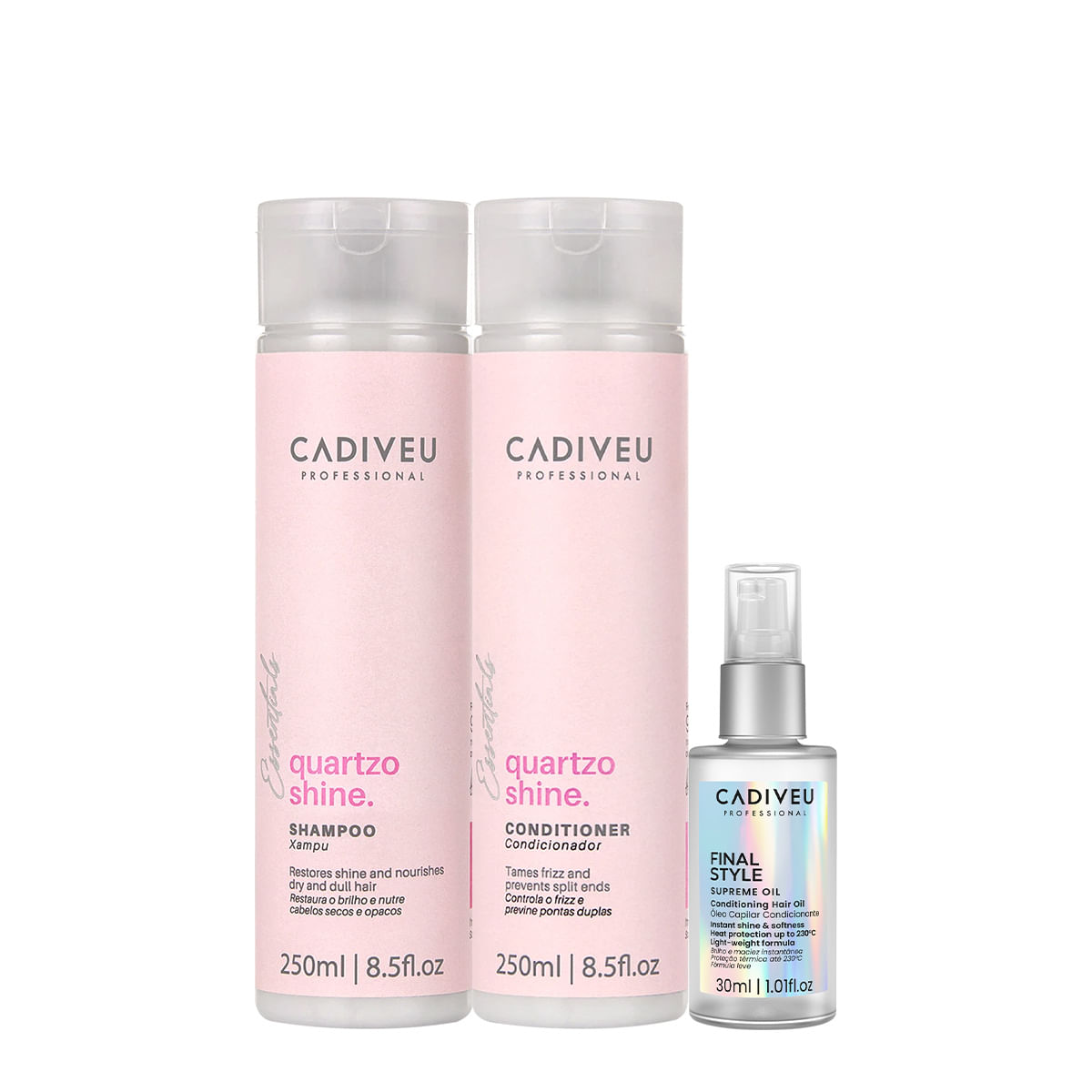 Kit Cadiveu Professional Quartzo Shine Duo e Final Style Oil (3 produtos)