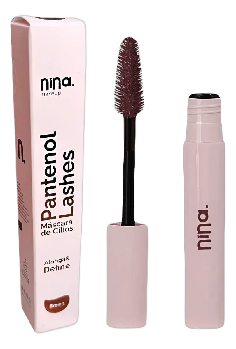 Máscara Para Cílios Marrom Nina Makeup Alonga E Define Brown