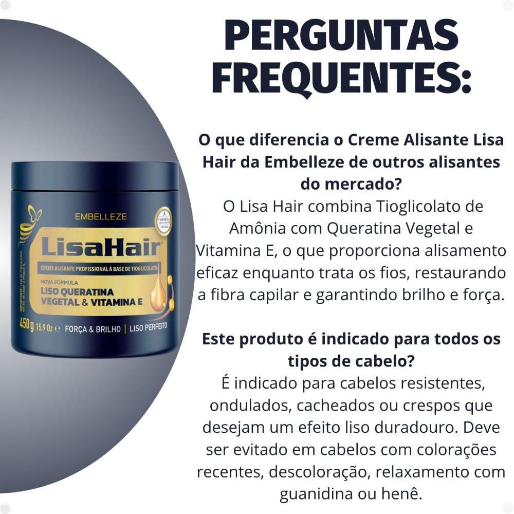 Creme Alisante Tioglicolato Embelleze Lisa Hair 450g - Época