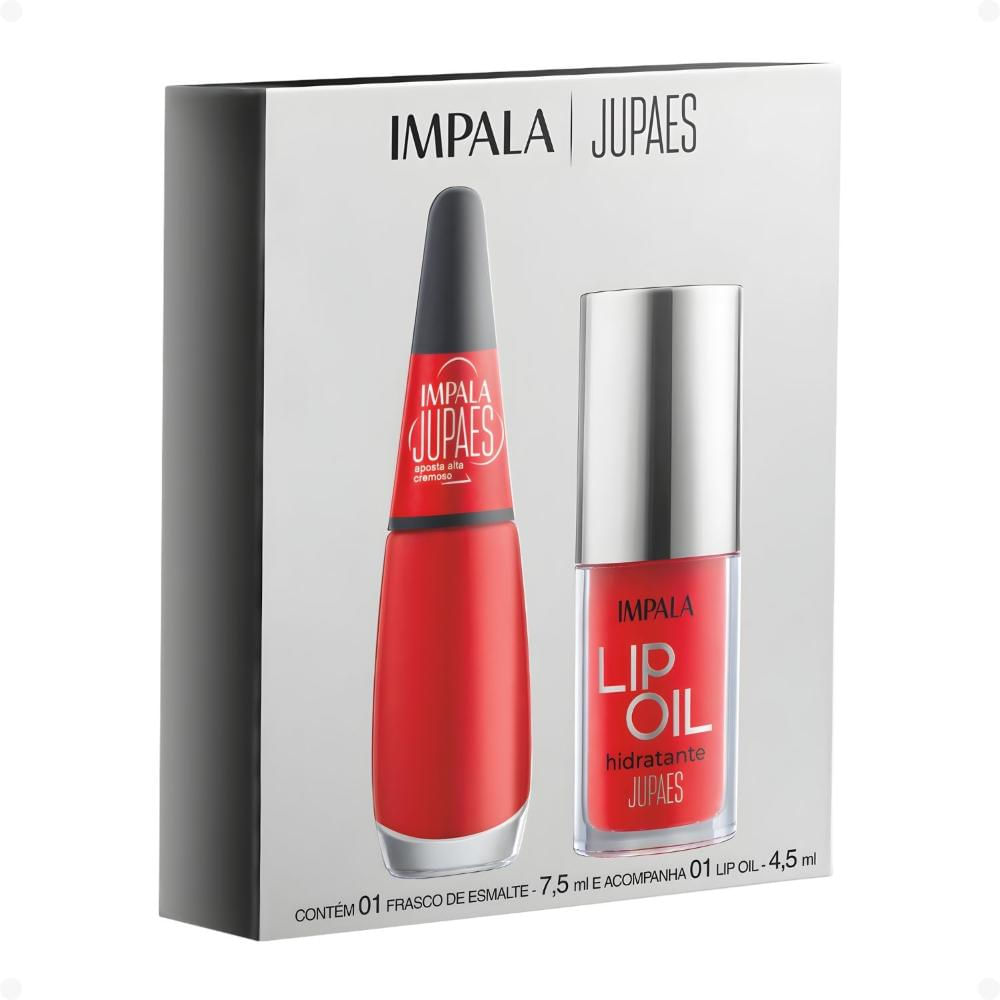 Kit Impala Ju Paes Virando O Jogo Aposta Alta: 1 Esmalte Cremoso e 1 Lip Oil Hidratante