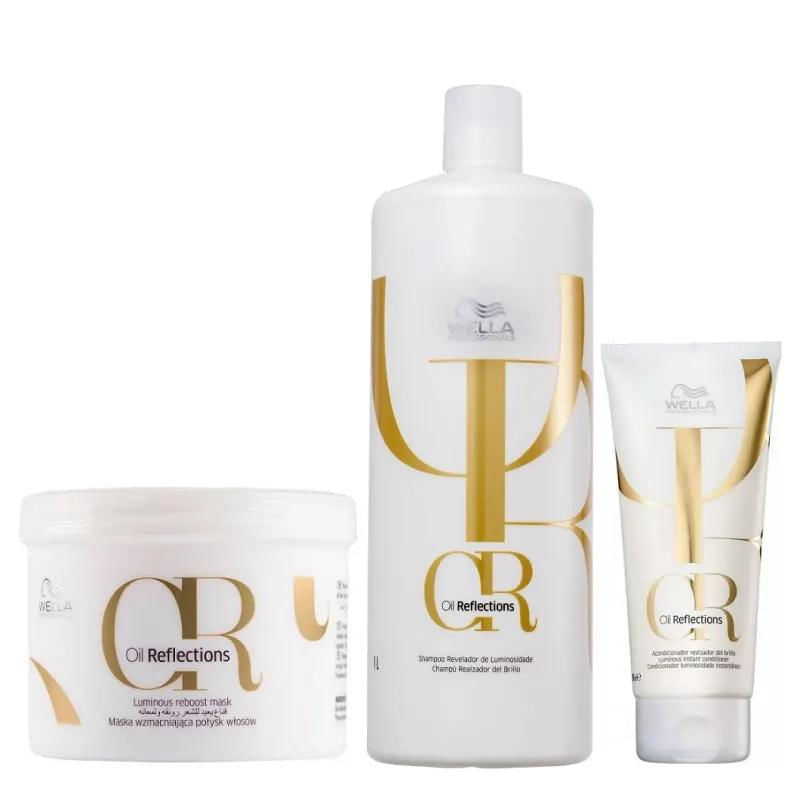 Wella Professionals Oil Reflections Kit Shampoo 1L + Máscara 500ml + Condicionador 200ml