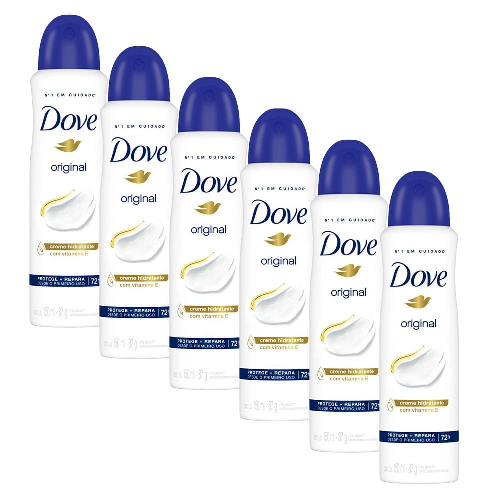 Kit 6 Desodorantes Dove Antitranspirante Aerossol Original 150ml