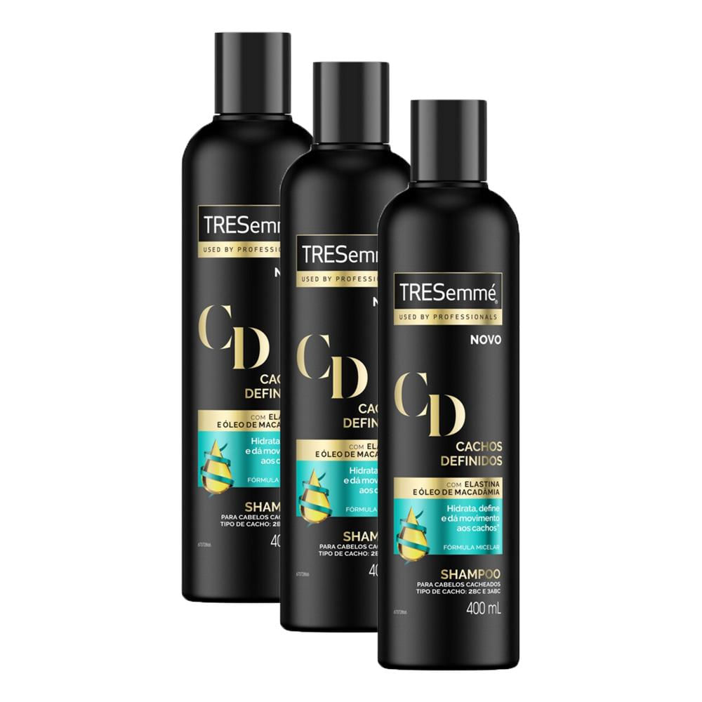 Kit 3 Shampoos Tresemmé Cachos Definidos 400ml cada