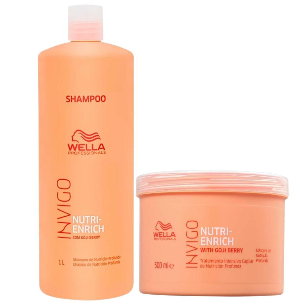 Kit Wella Invigo Nutri Enrich Shampoo 1 Litro + Máscara 500g