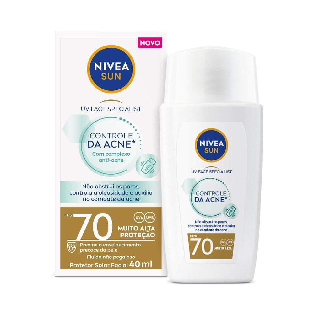 Protetor Solar Facial NIVEA SUN Fluído UV Face Specialist Controle da Acne FPS 70 40ml