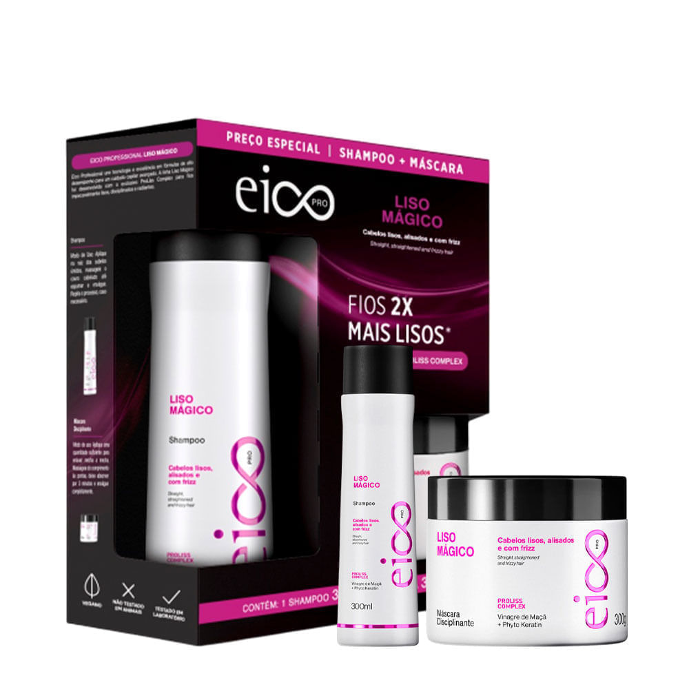 Kit Eico Pro Liso Mágico - Shampoo 300ml + Máscara 300gr