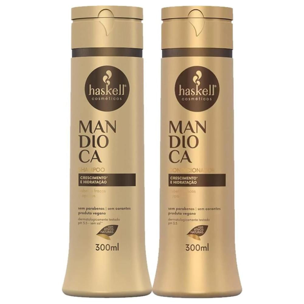 Kit Shampoo Condicionador Crescimento Haskell Mandioca 300ml