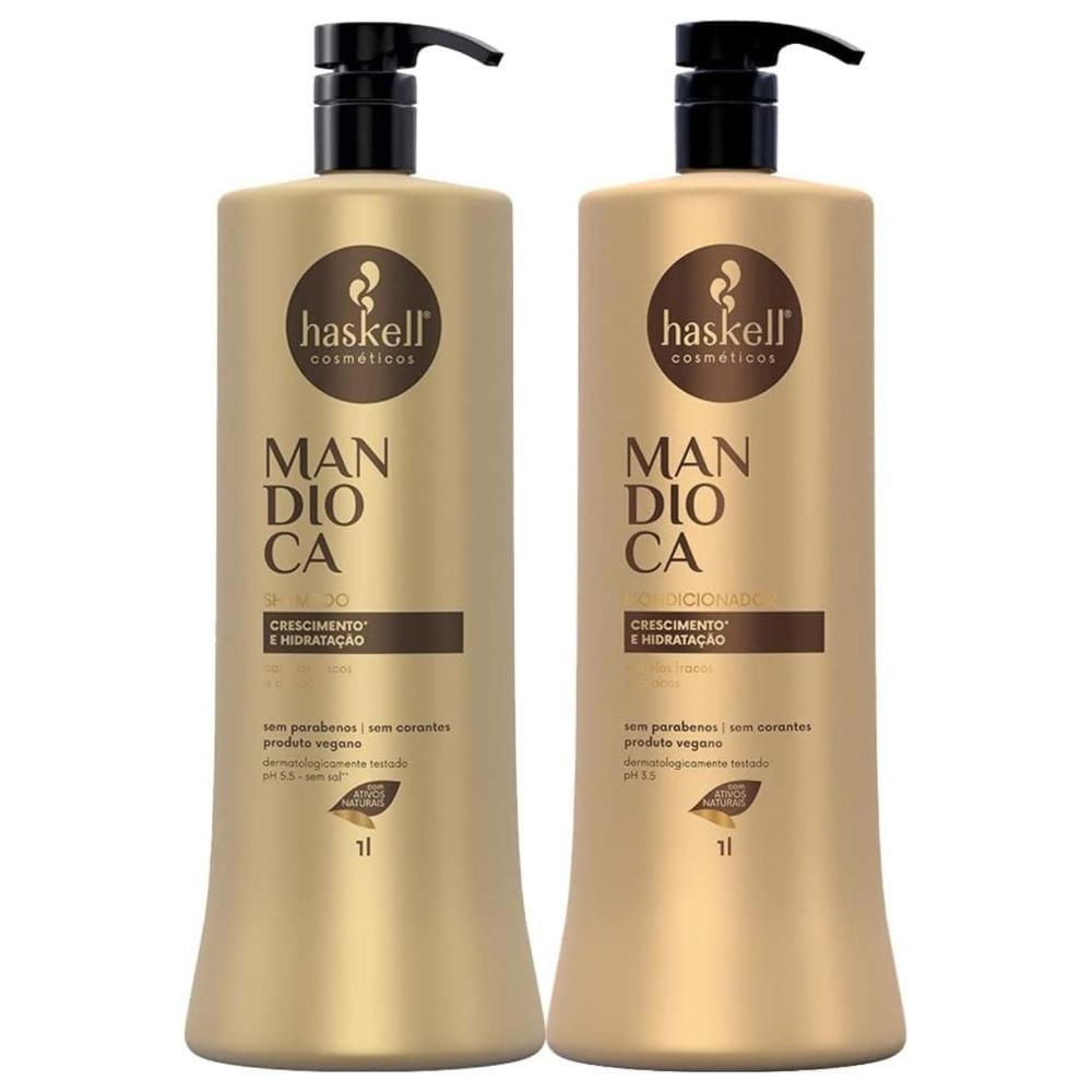 Kit Shampoo Condicionador Crescimento 1L Haskell Mandioca