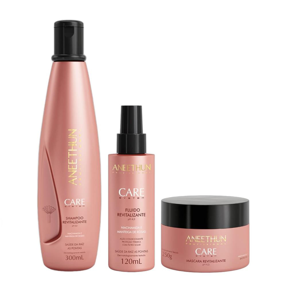 Kit Aneethun Care System Revitalizante - Shampoo 300ml + Fluído 120ml + Máscara 250g