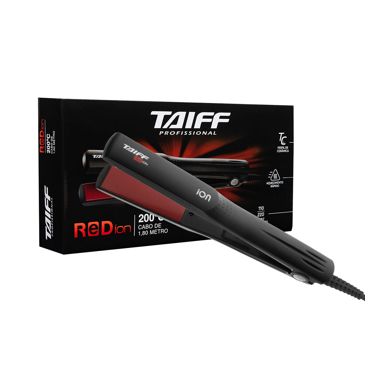 Chapa RED ÍON 200°C Bivolt - Taiff Profissional