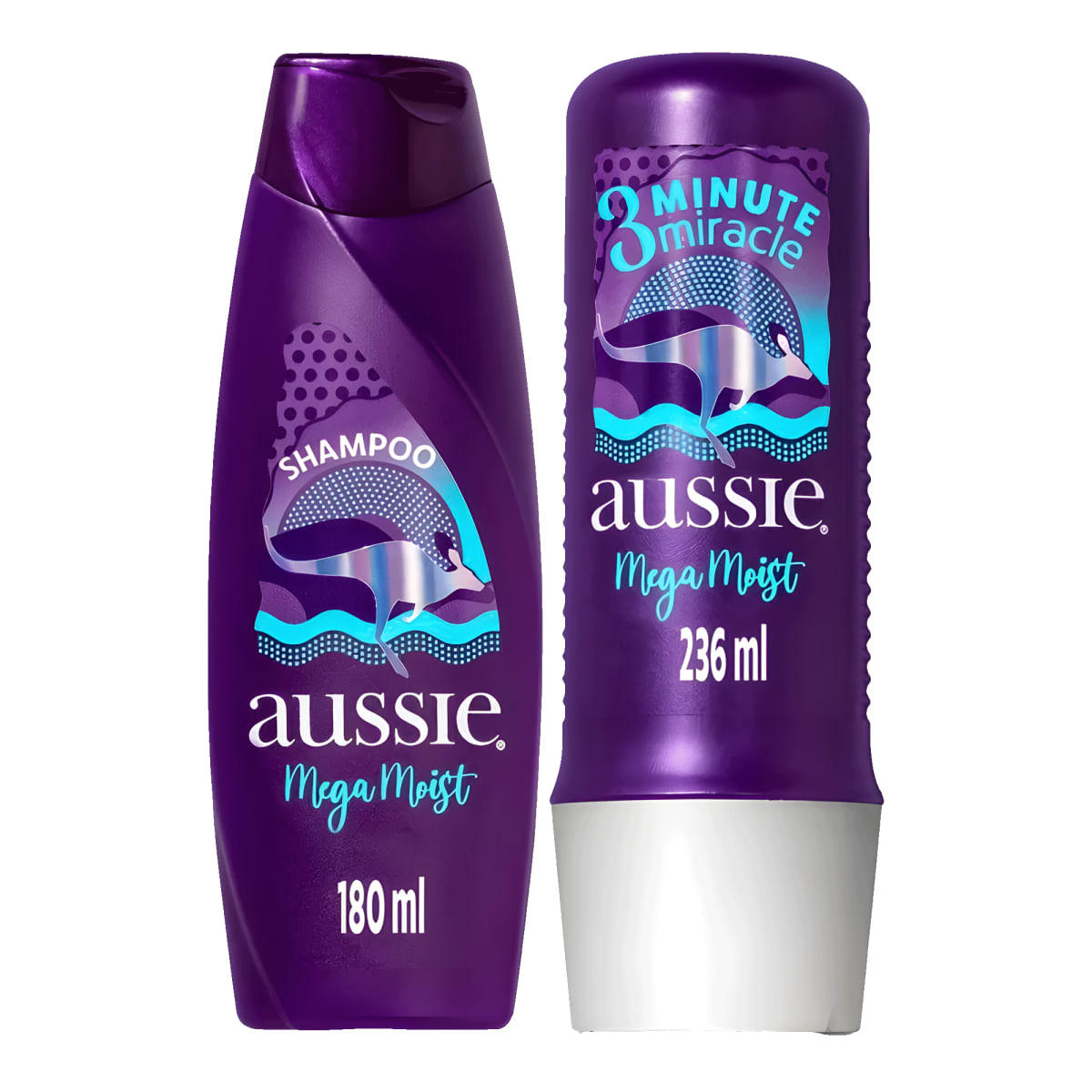 Kit  Aussie Mega Moist - Shampoo 180ml + Condicionador 236ml