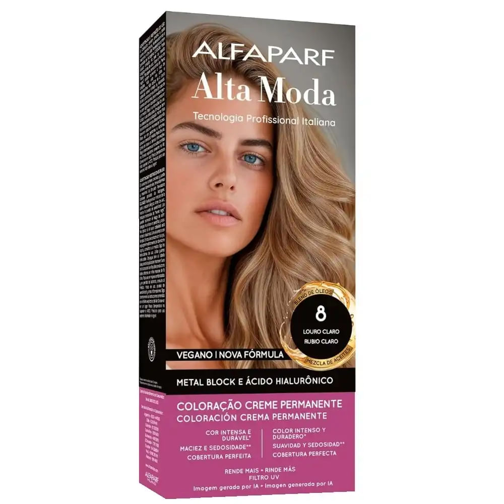 Coloração Creme Permanente Vegano 80 Louro Claro Alta Moda 150G