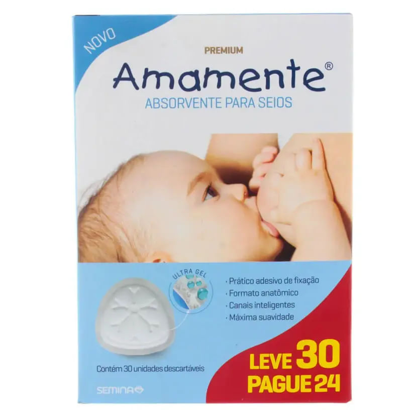 ABSORVENTE PARA SEIOS AMAMENTE 30 UNIDADES