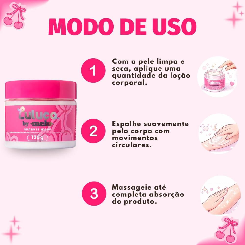 Loção Hidratante Corporal Luluca By Melu Sparkle Wave Wild Cherry