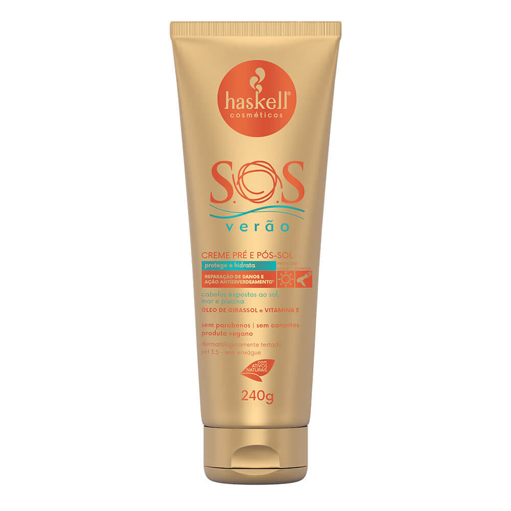 S.O.S Verão Pré e Pós Sol  Protetor Solar Capilar 2 Haskell  240G
