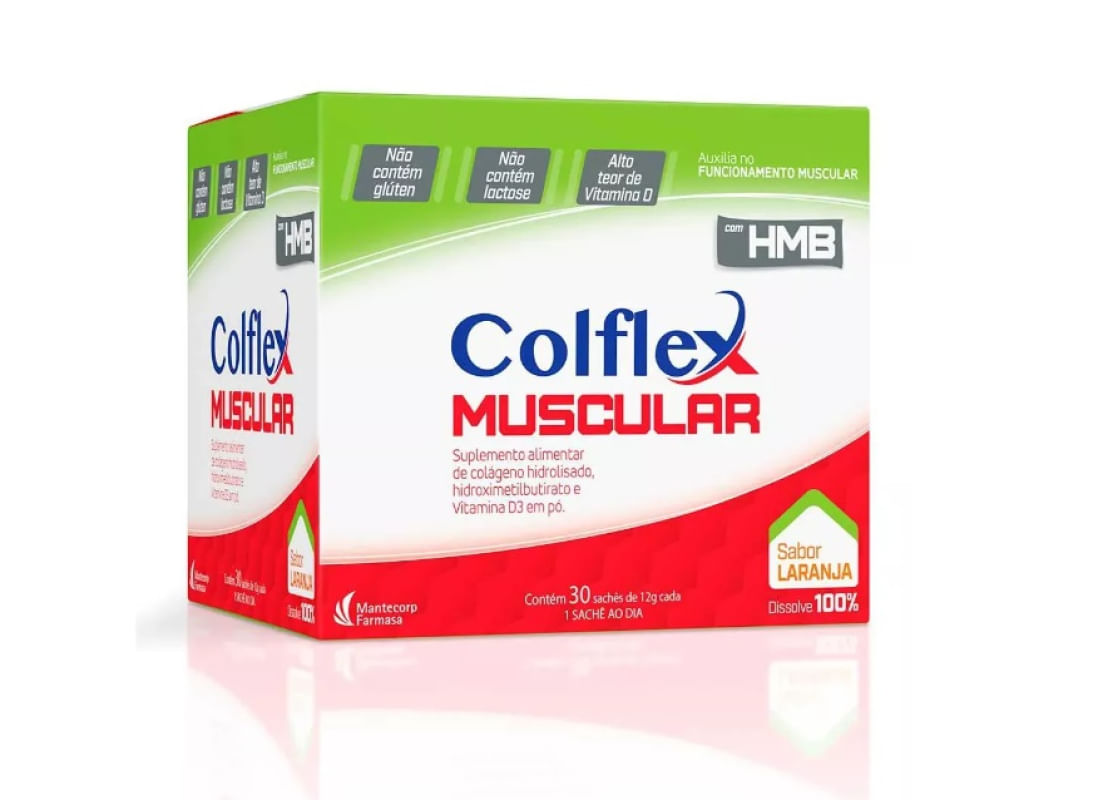 Suplemento Alimentar Colflex Muscular Sabor Laranja 30sachês