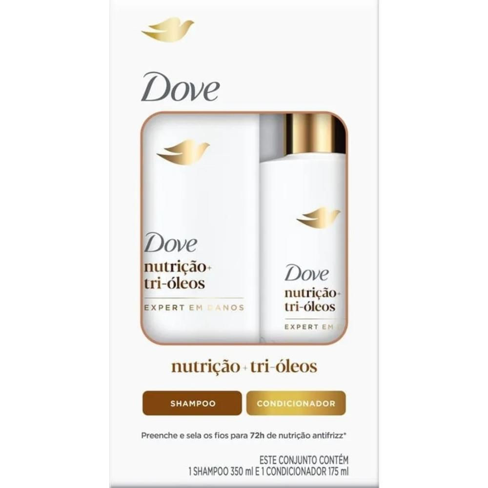 Kit Shampoo 350ml + Condicionador 175ml Dove Nutrição + Tri-Óleos