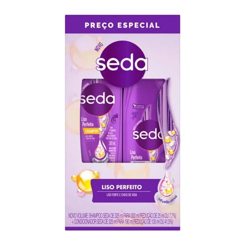 Kit Shampoo Seda Liso Perfeito 300ml + Condicionador Seda Liso Perfeito 190ml