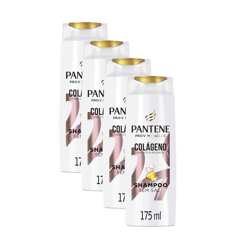 Kit 4 Shampoos Pantene Colágeno Hidrata e Resgata 175ml