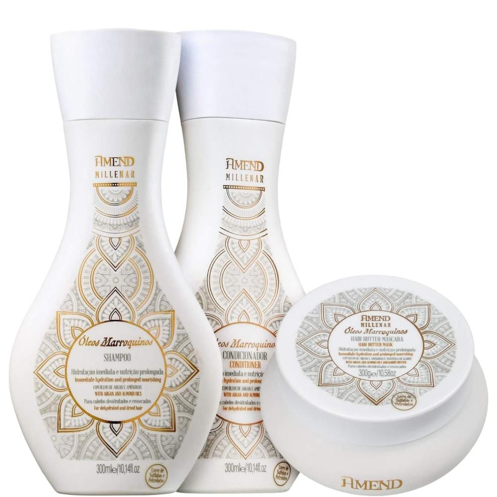 Kit Amend Millenar Óleos Marroquinos Shampoo Cond Máscara