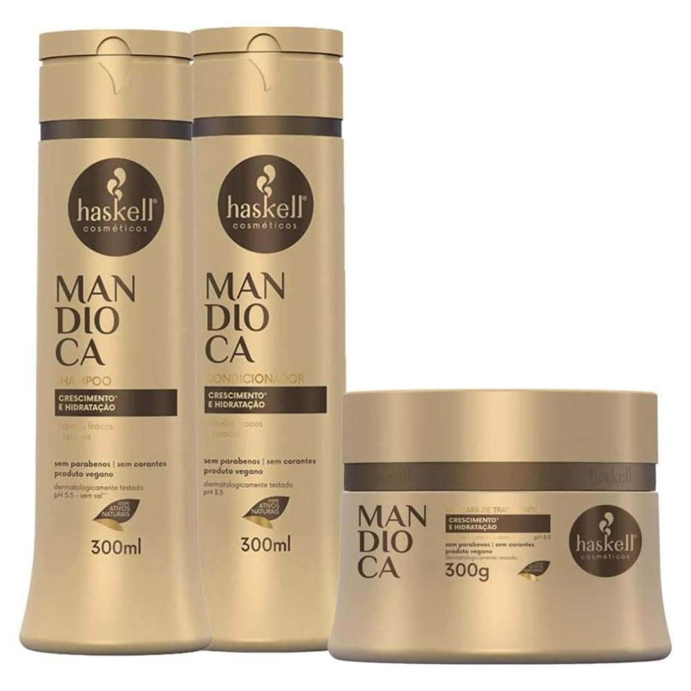 Kit Haskell Mandioca Shampoo Condicionador Máscara 300ml