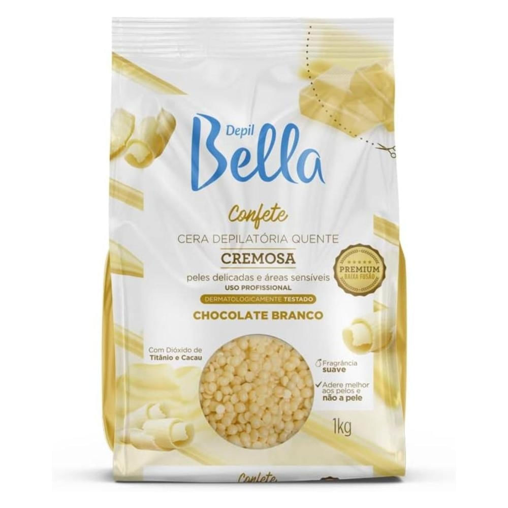 Cera Confete Chocolate Branco Depil Bella Cremosa 1kg