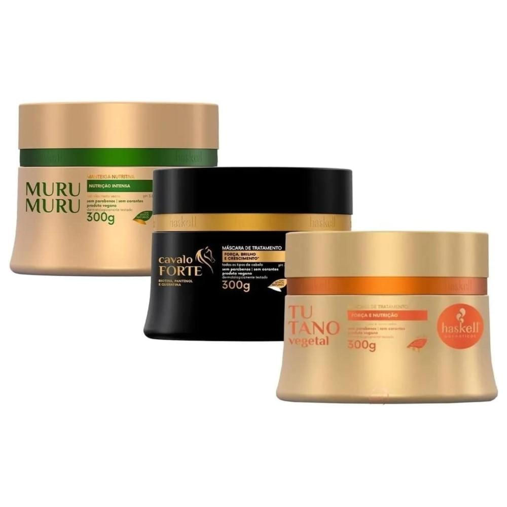 Kit Cronograma Capilar Máscaras Haskell Cabelos Frágeis 300g