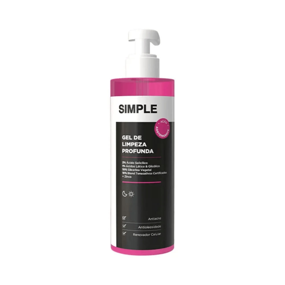 Gel de Limpeza Profunda Facial Simple Organic Antioleosidade 350g