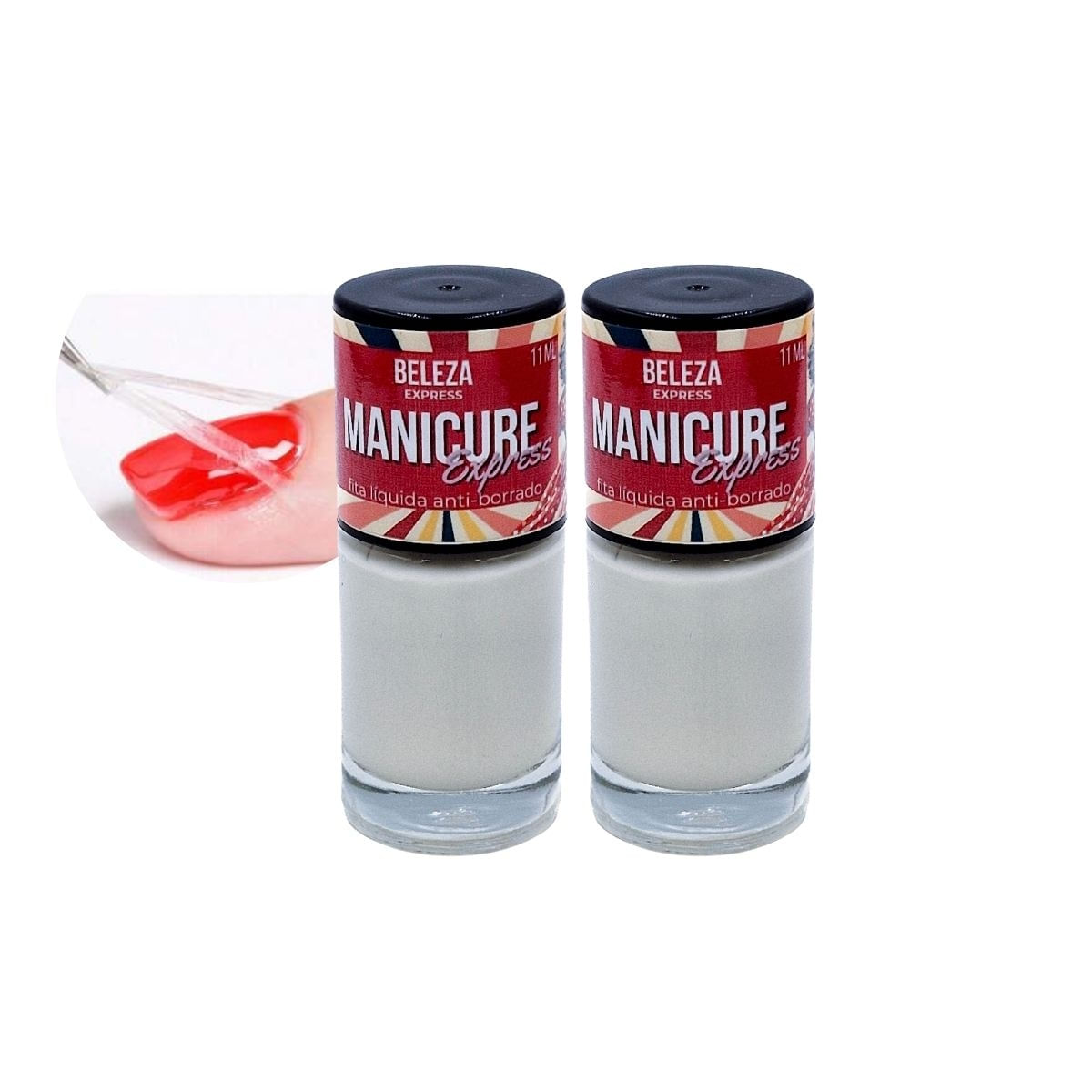 kit 2 fitas líquidas anti-borrado Manicure Express 11mL