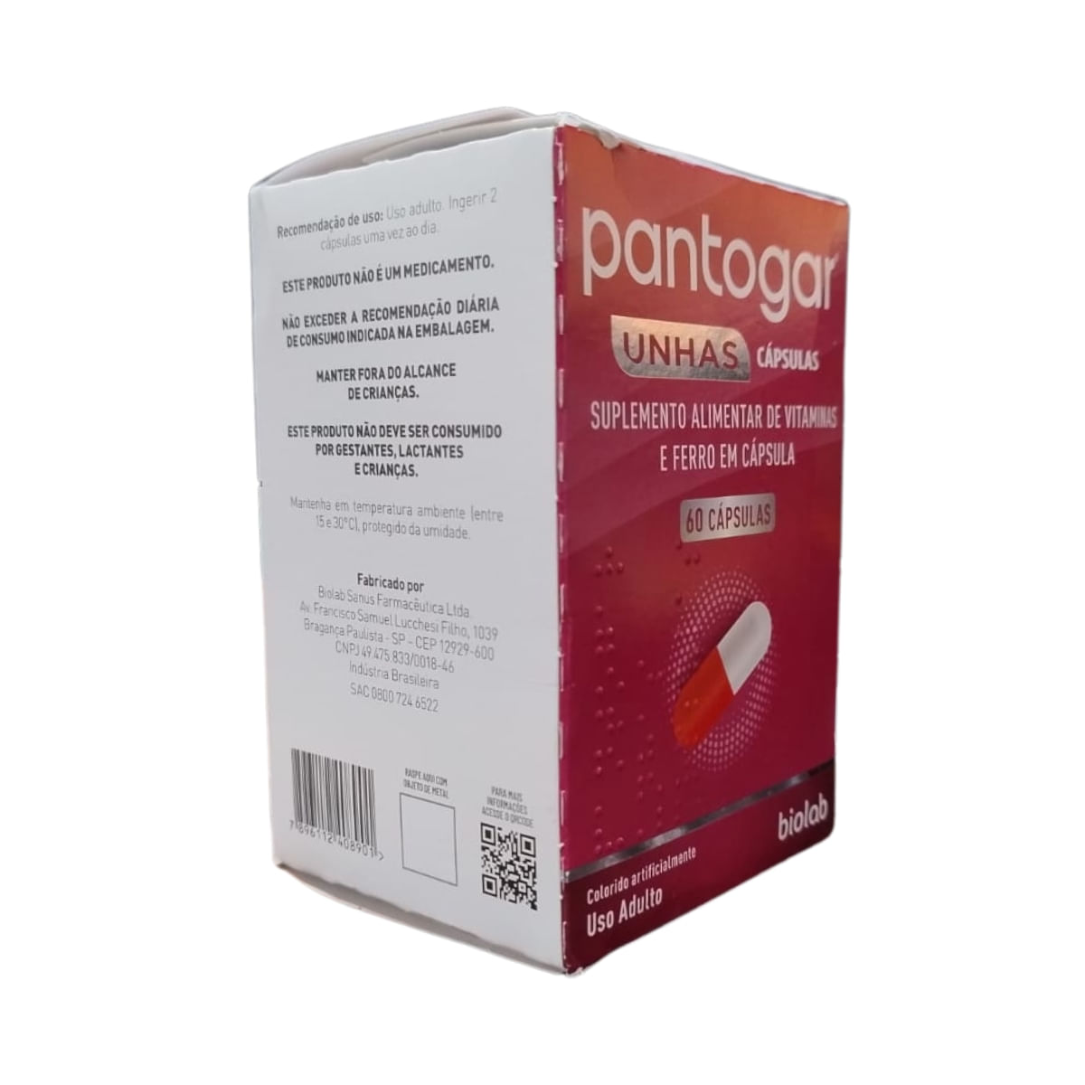 Suplemento alimentar pantogar unhas 60cps