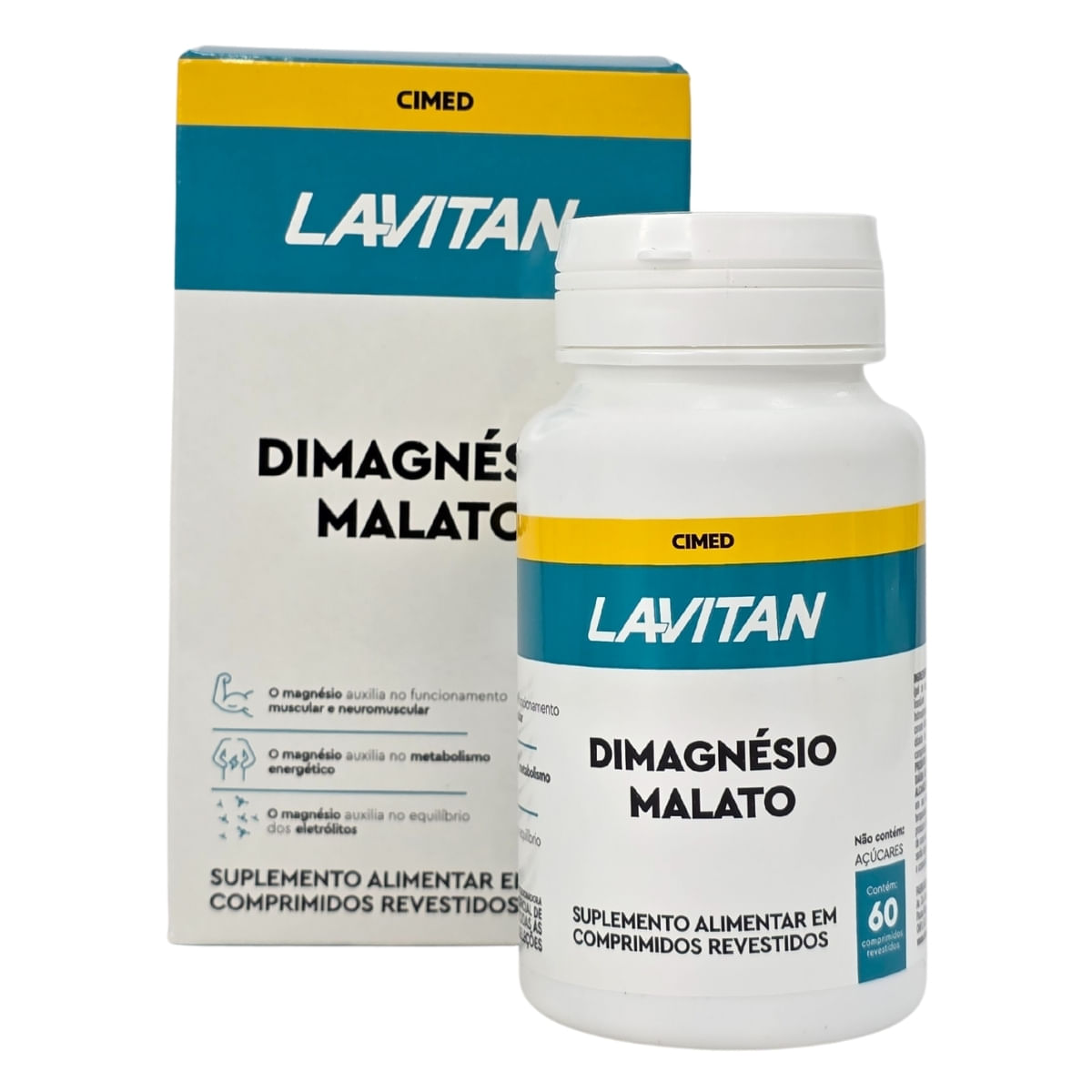 Suplemento Alimentar DiMagnésio Malato Lavitan Cimed 60 Comprimidos