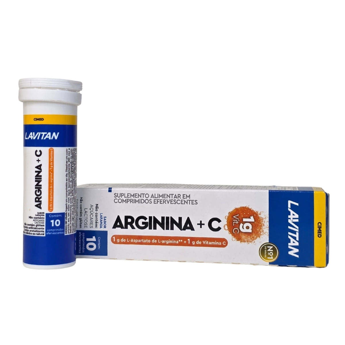 Vitamina C + Arginina Suplemento Alimentar Efervescentes Sabor Laranja Lavitan Cimed Com 10 comprimidos