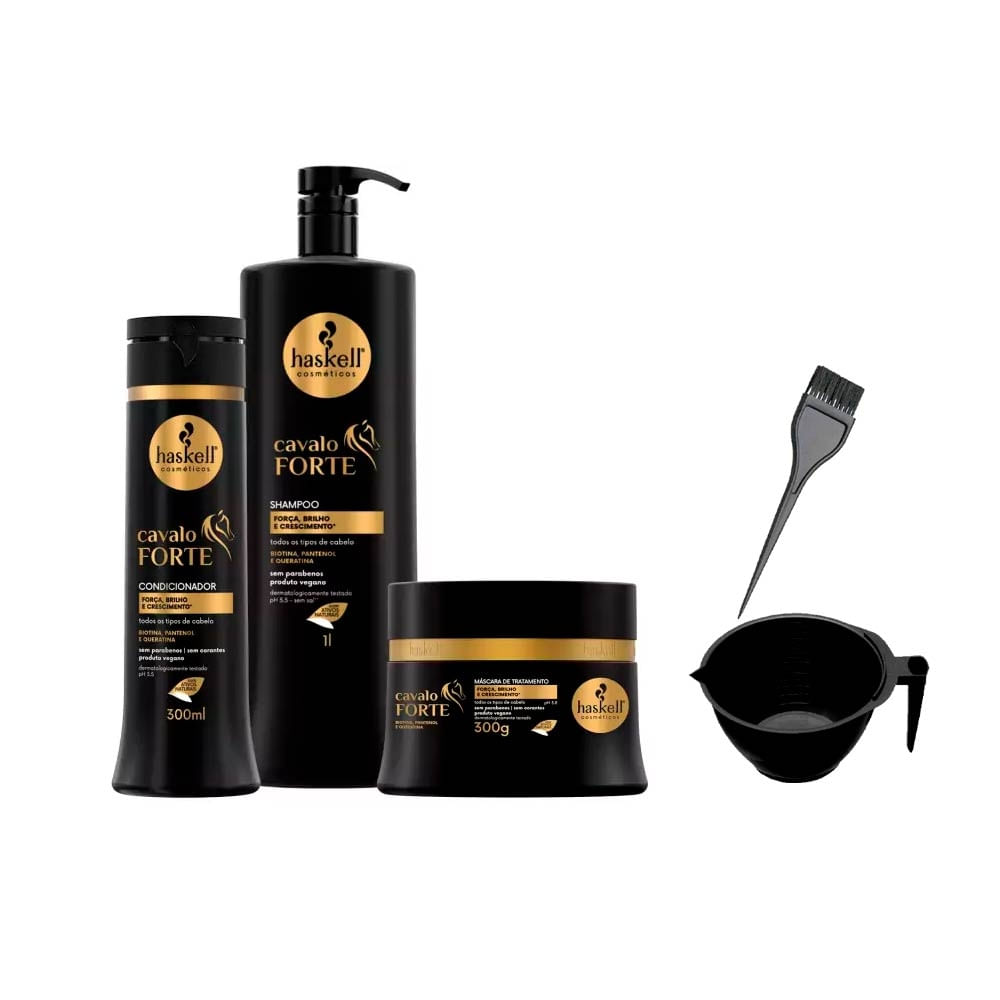 Haskell Cavalo Forte Shp 1L Cond 300Ml Máscara 300G +Cumbuca