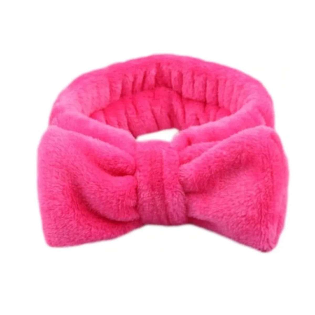 Faixa de Pelúcia Laço Para Skincare/Maquiagem  pink