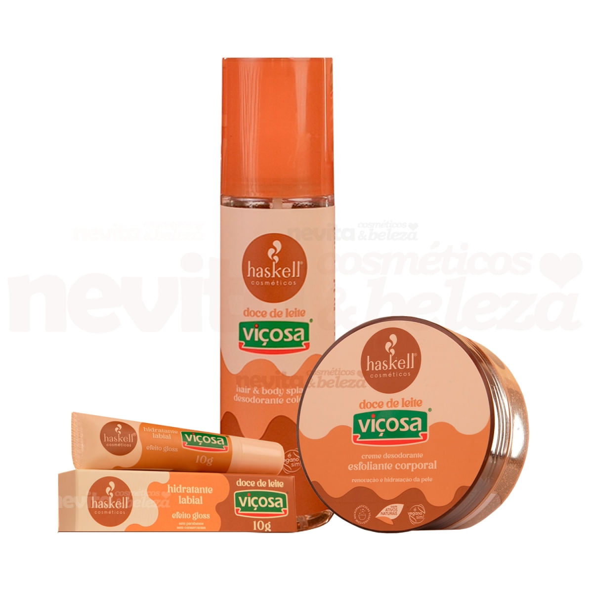 Haskell Doce de Leite Esfoliante+ Body Splash + Gloss Labial