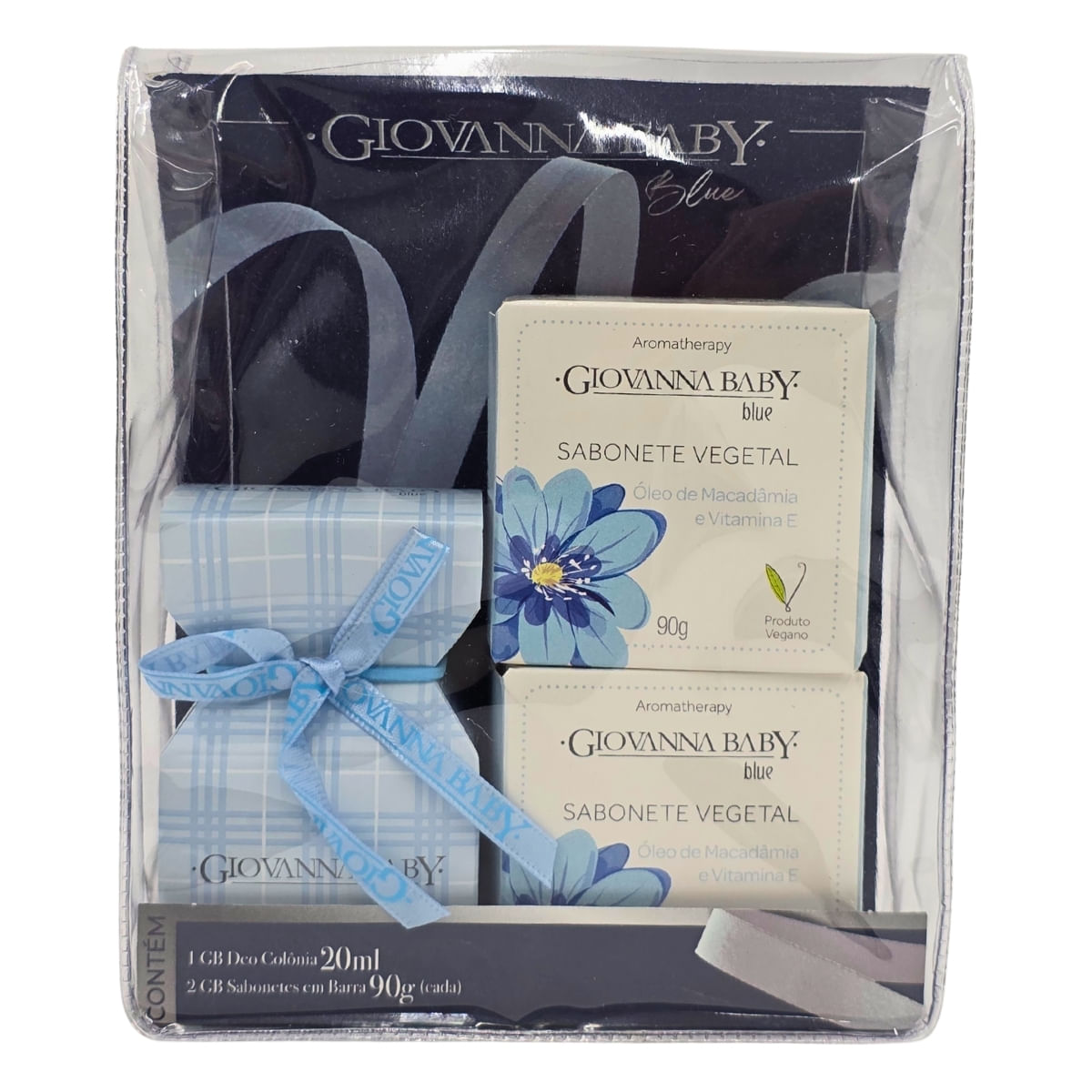 Kit 1 Colônia 20ml + 2 Sabonetes em Barra 90g cada Blue Giovanna Baby