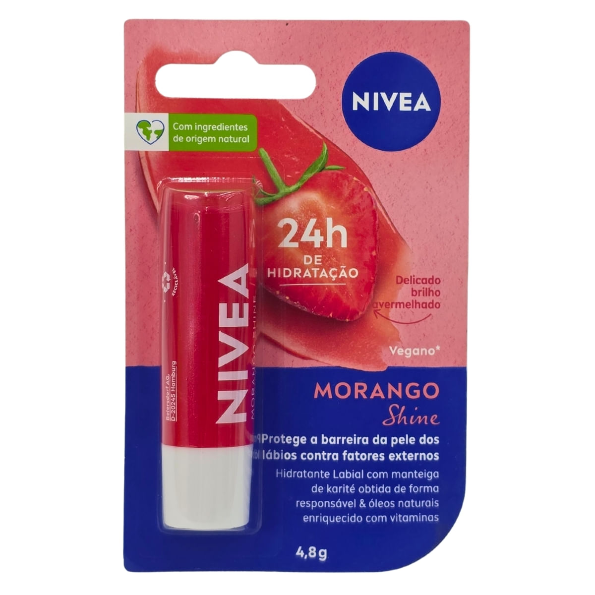 Protetor Labial Morango Shine Nivea 4,8G