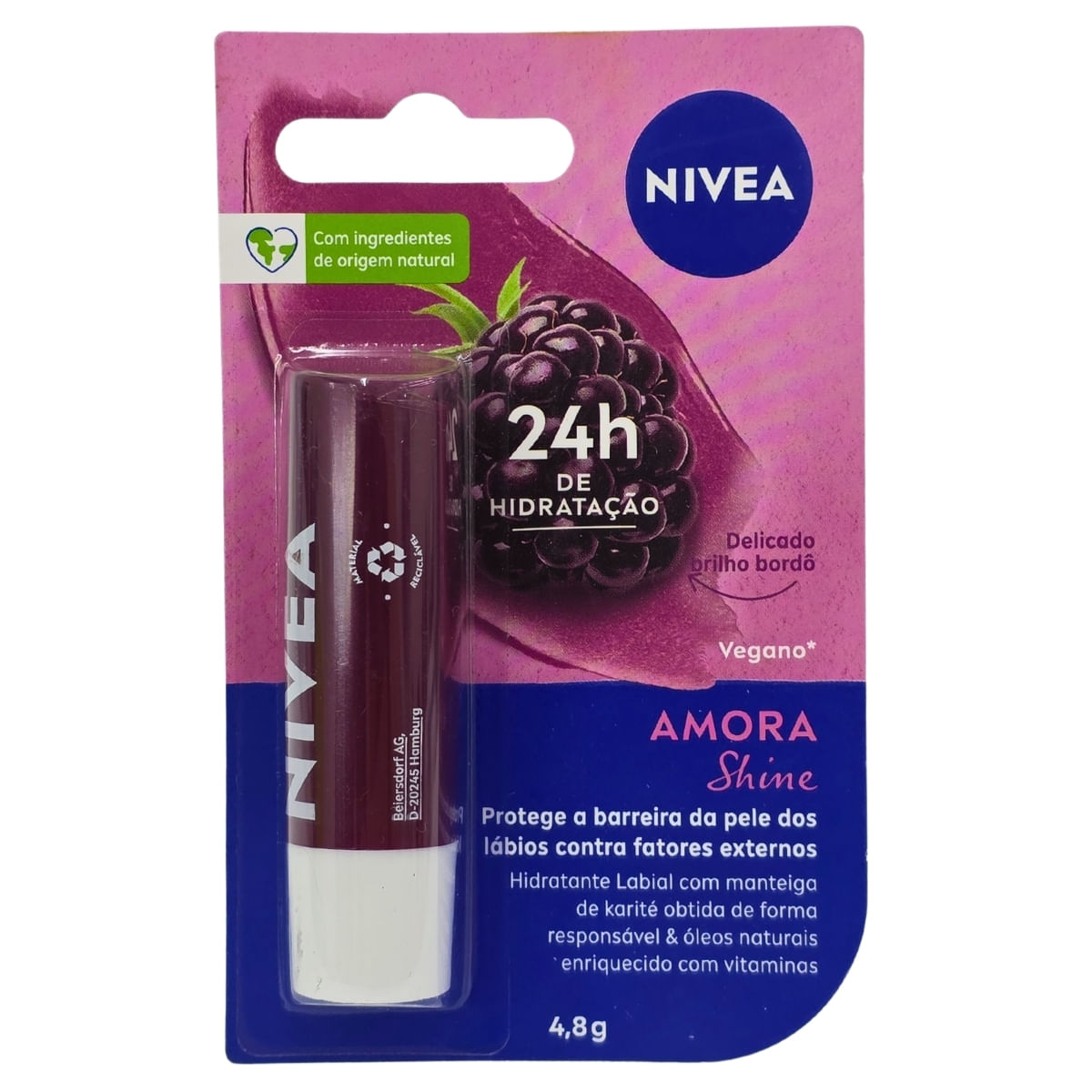 Protetor Labial Amora Shine Com Cor Nivea 4,8G