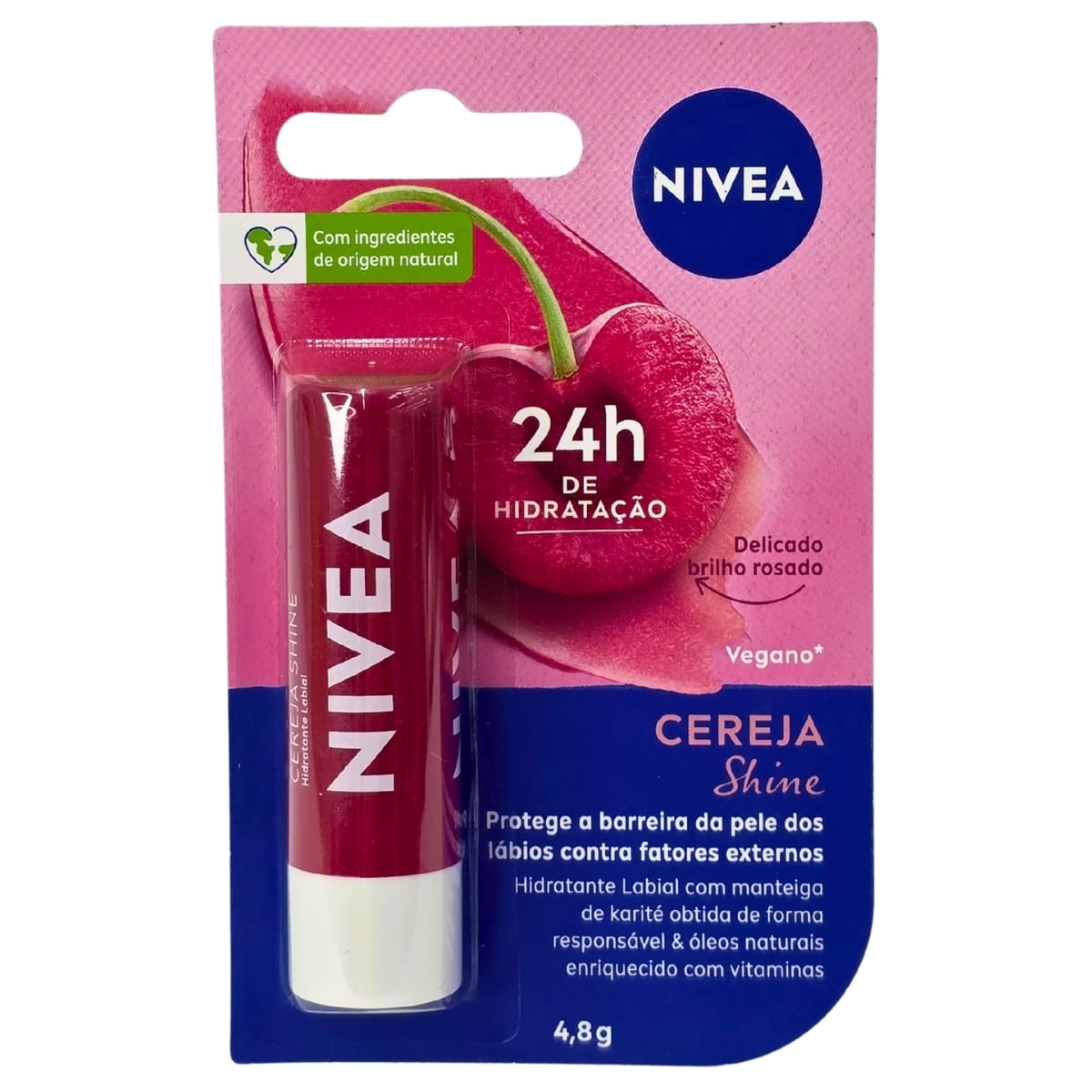 Protetor Labial Cereja Shine Com Cor Nivea 4,8G