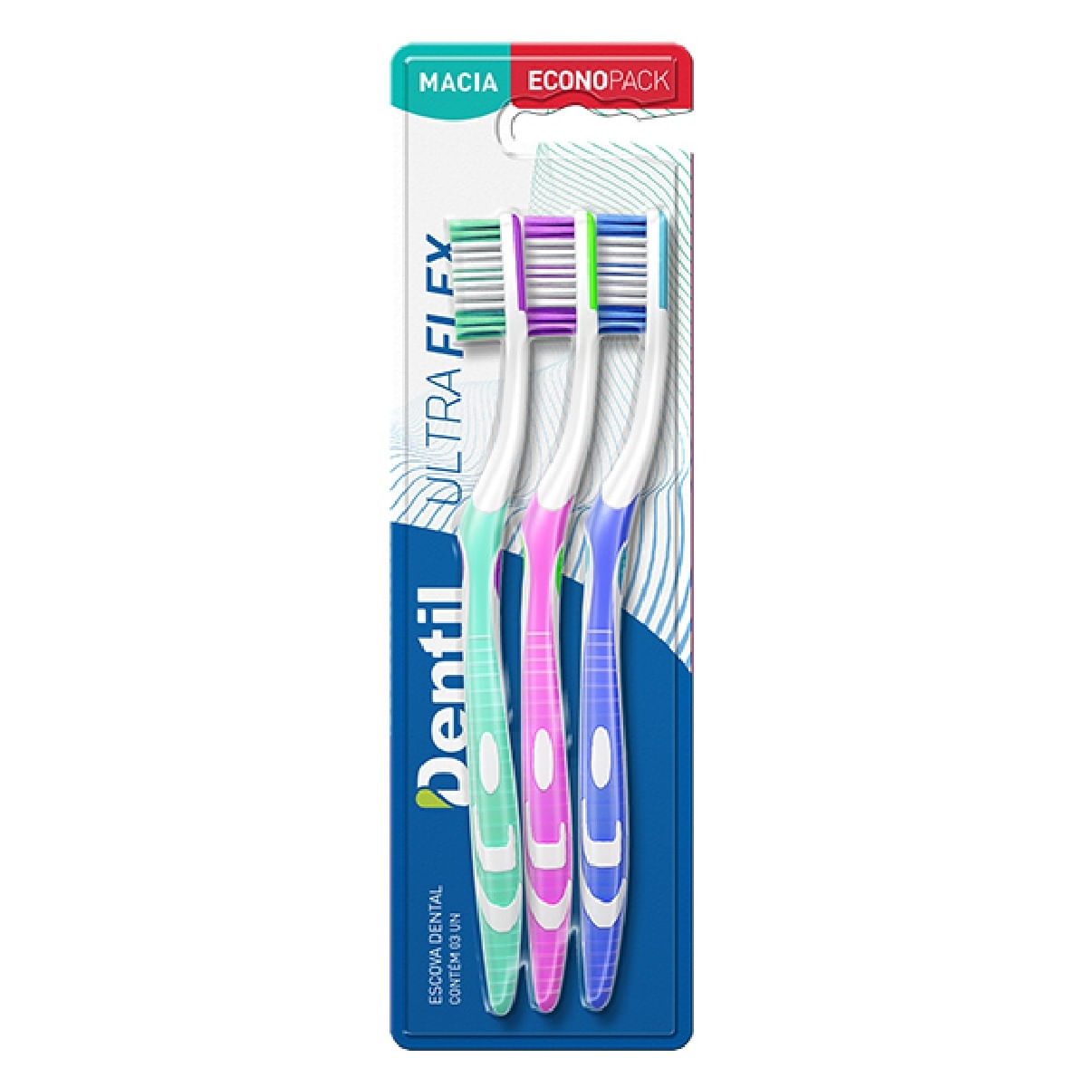 Kit 3 Escova De Dente Adulto Macia Ultra Flex Dentil