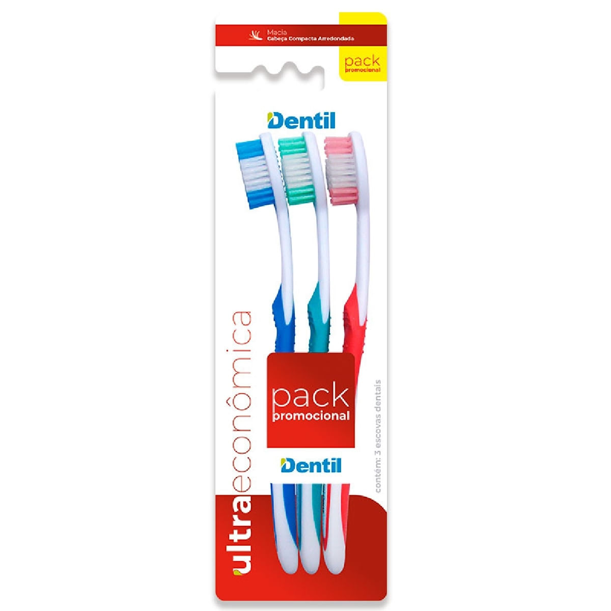Kit 3 Escova De Dente Adulto Macia Ultra Econômica Dentil