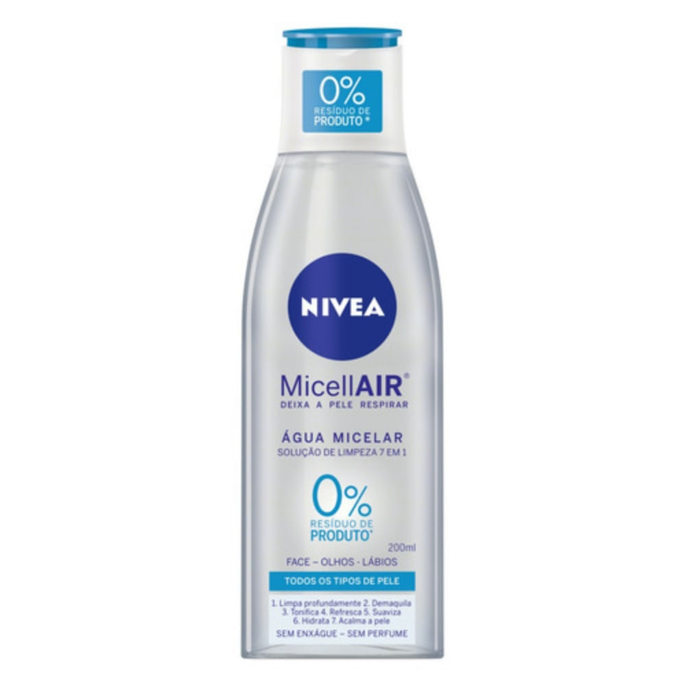 Água Micelar Solução De Limpeza 7 Em 1 Micellair 200ml Nivea Frasco Azul