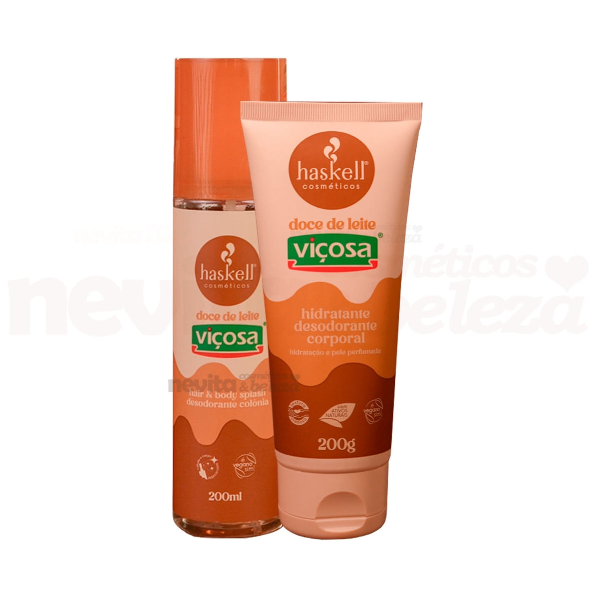 perfume cabelo e corpo doce de leite haskell + hidratante