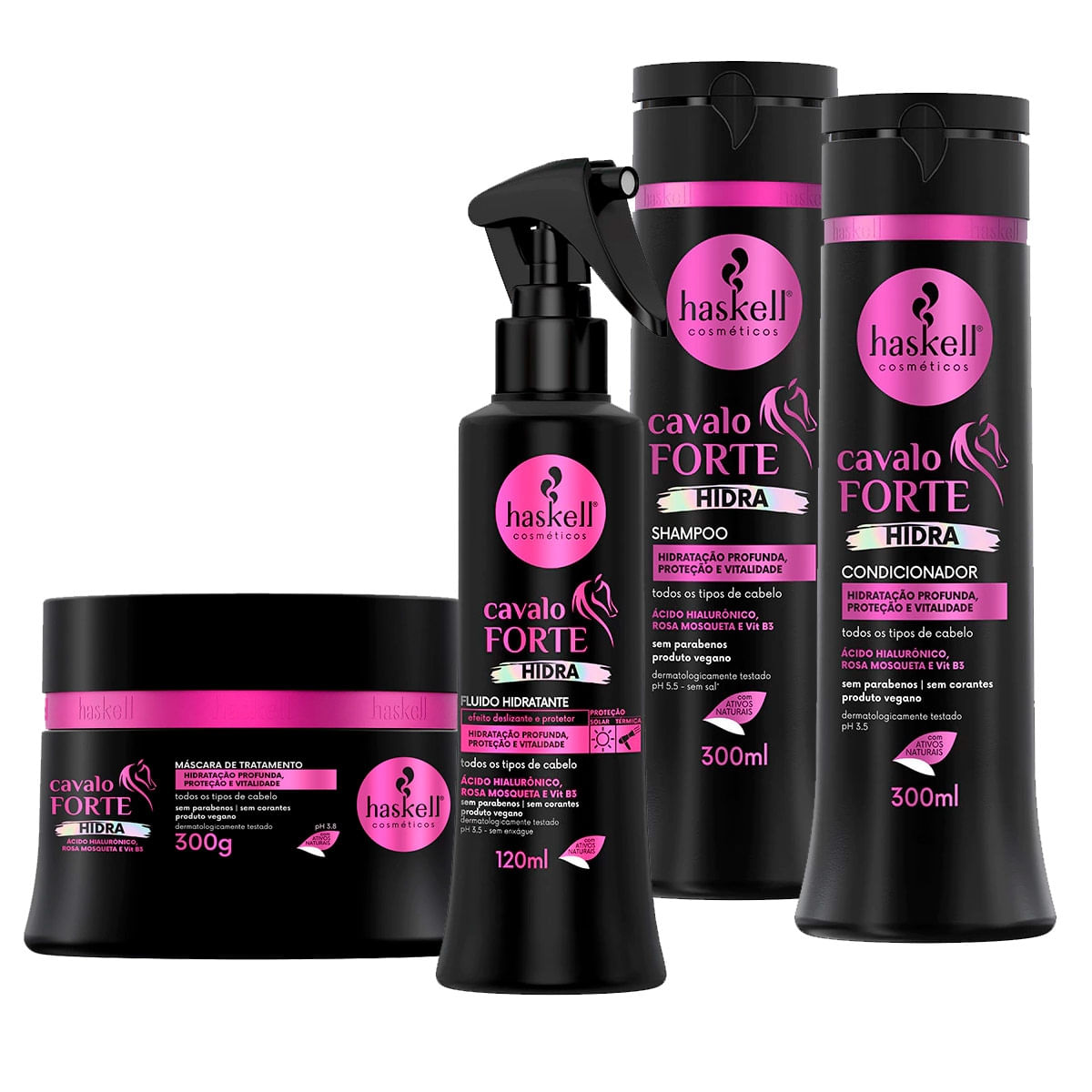 Haskell Cavalo Forte Hidra 300Ml 4 Itens (Shp/Cond/Másc/Fluido)
